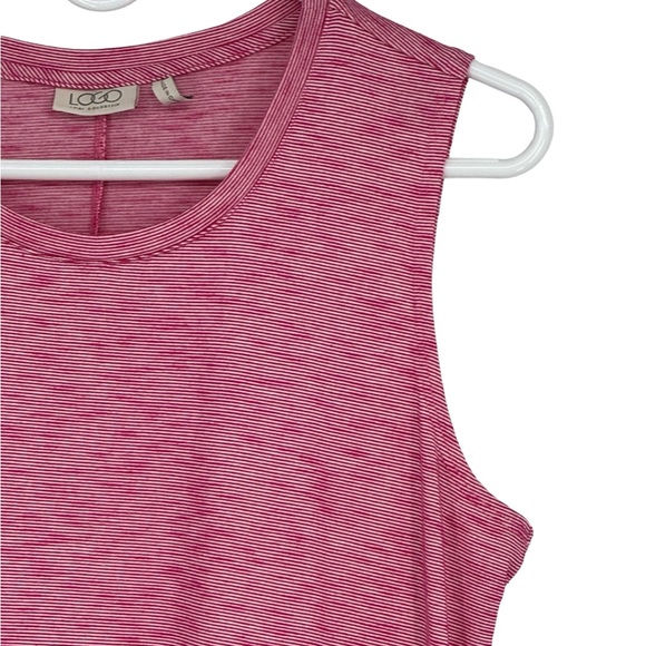 Women’s LOGO by Lori Goldstein Size Medium Pink/White Sleeveless Tunic w Pockets - Picture 4 of 9